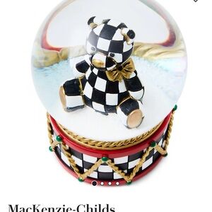 MacKenzie-Childs Black and White Checkered Bear Globe